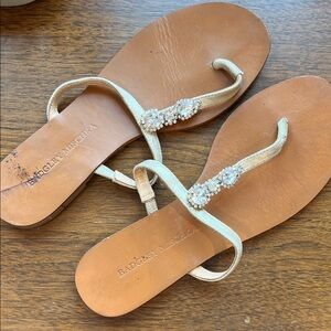 Badgley Mischka Embellished Cream Sandals